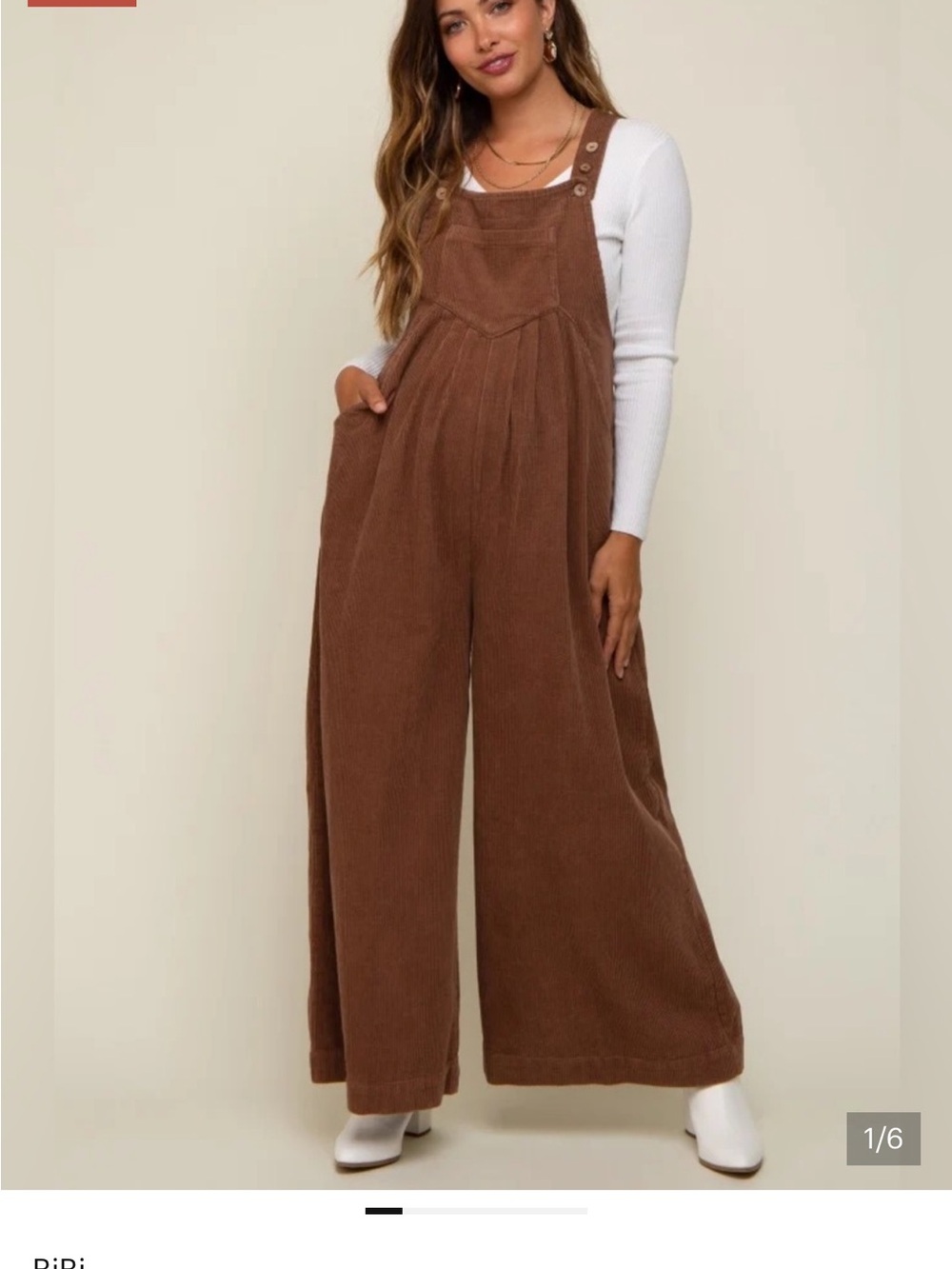 Bibi Vintage Washed Corduroy Wide Leg Overalls Brown Size Large
